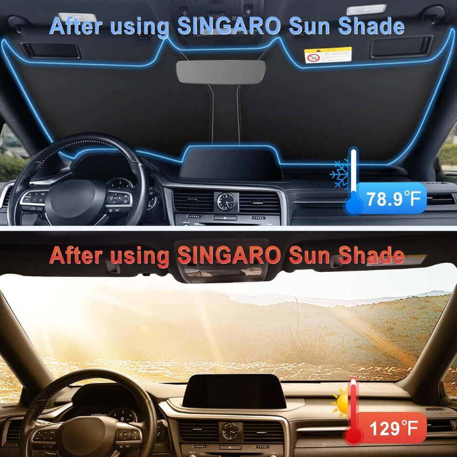 Foldable Car Windshield Sun Shade 58x32 Inch  Reflective UV Protection
