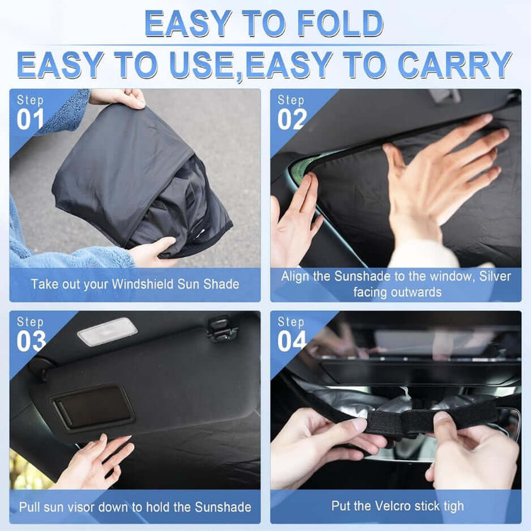 Foldable Car Windshield Sun Shade 58x32 Inch  Reflective UV Protection