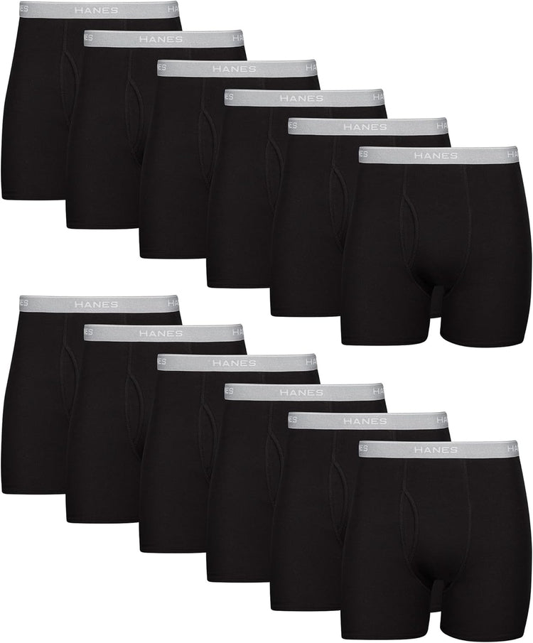 Hanes mens Underwear Boxer Briefs Pack, Cool & Breathable Cotton Moisture-wicking Underwear for Men, No Ride Up