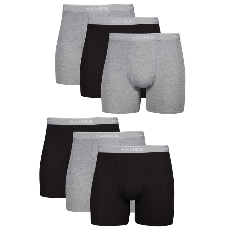 Hanes mens Underwear Boxer Briefs Pack, Cool & Breathable Cotton Moisture-wicking Underwear for Men, No Ride Up
